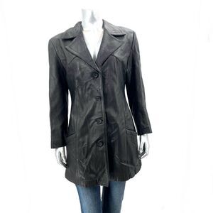 Vintage Rivelino Italy Wear Black Long Soft Leather Jacket